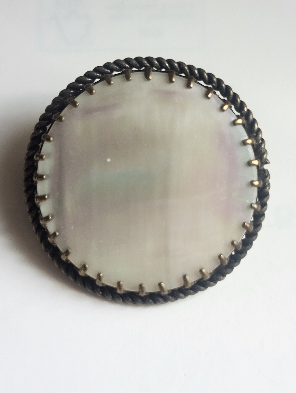 Vtg Austria Mother-of-Pearl Round Statement Brooch